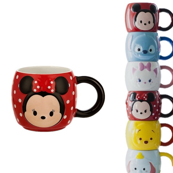 Disney Store Minnie Mouse Tsum‎ Tsum Stackable Multi-Dimensional Polka Dot Mug - Picture 1 of 7